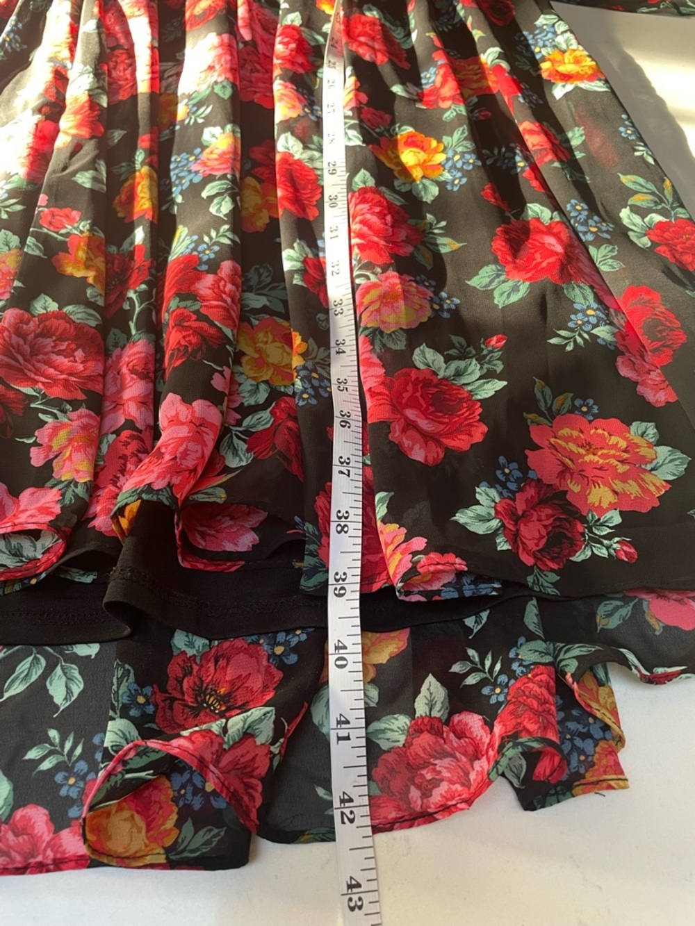 Torrid MINI CHIFFON AND STUDIO
KNIT SURPLICE
DRESS Black Floral Dress - Picture 15 of 17